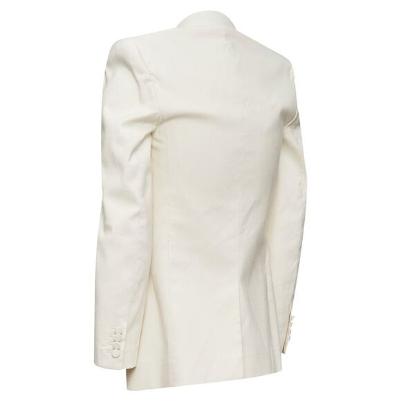 SAINT LAURENT 2023 cream multi silk blend satin lapel tuxedo blazer IT44 XS
